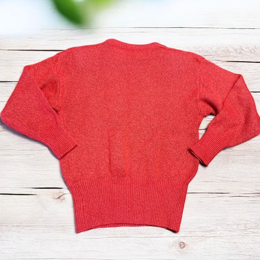 Vintage Silk Angora Rabbit Blend Women’s Red Knit Sweater Bramble Lane Size M - Picture 3 of 4